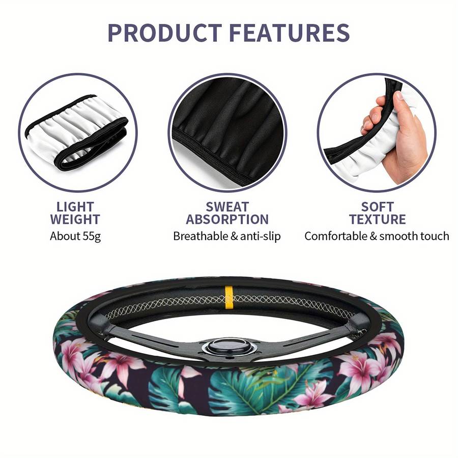 Car Steering Wheel Cover Black Size One Size