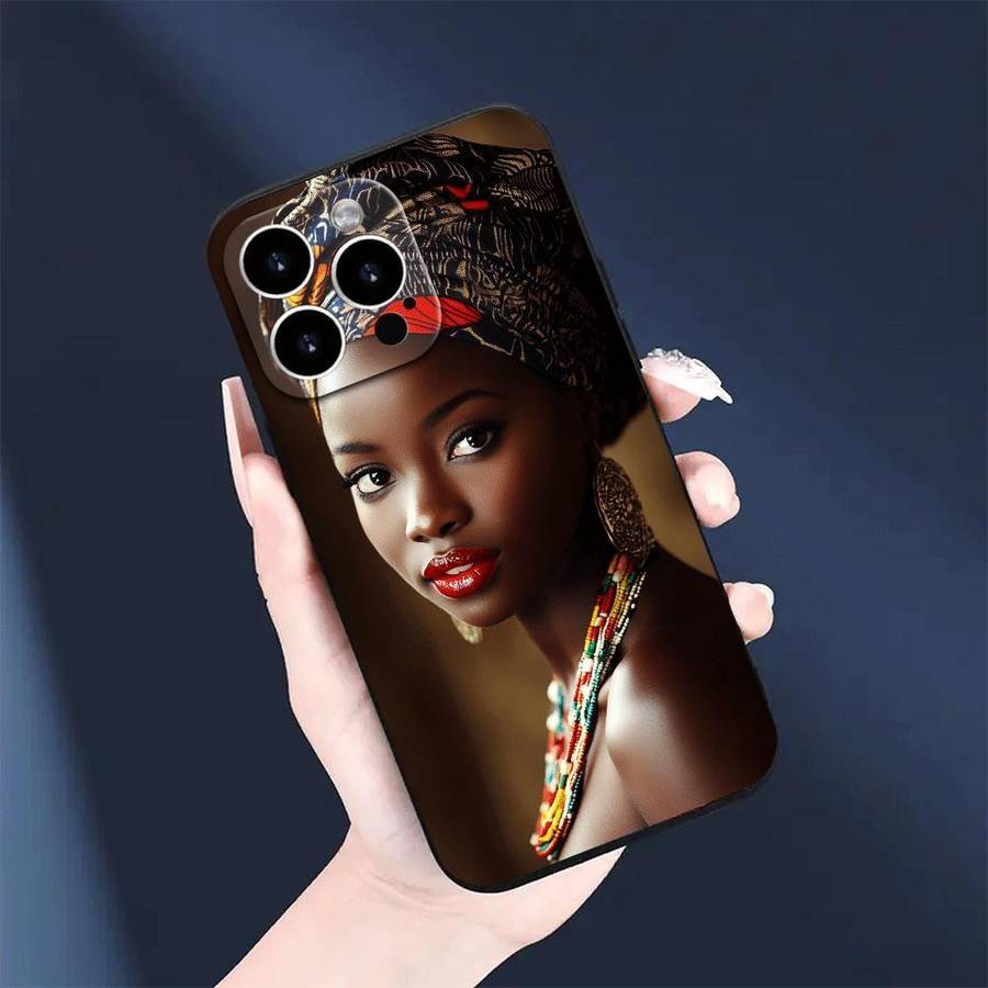 1Pc Black For iPhone 12 African Queen Phone Case