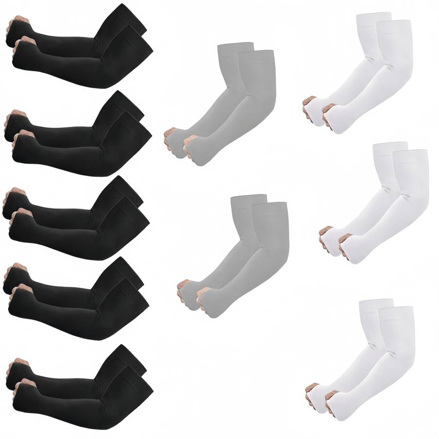 Sunscreen Sleeves Color 10 Pairs 5 Black 5 White