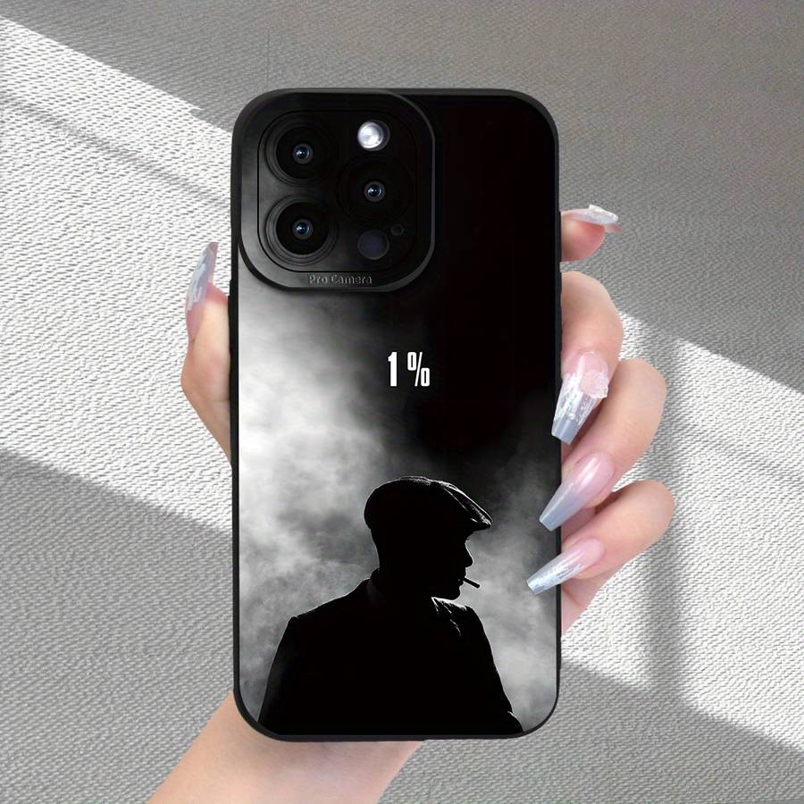 1Pc Black For iPhone 13 Mini Gentleman Pattern Phone Case