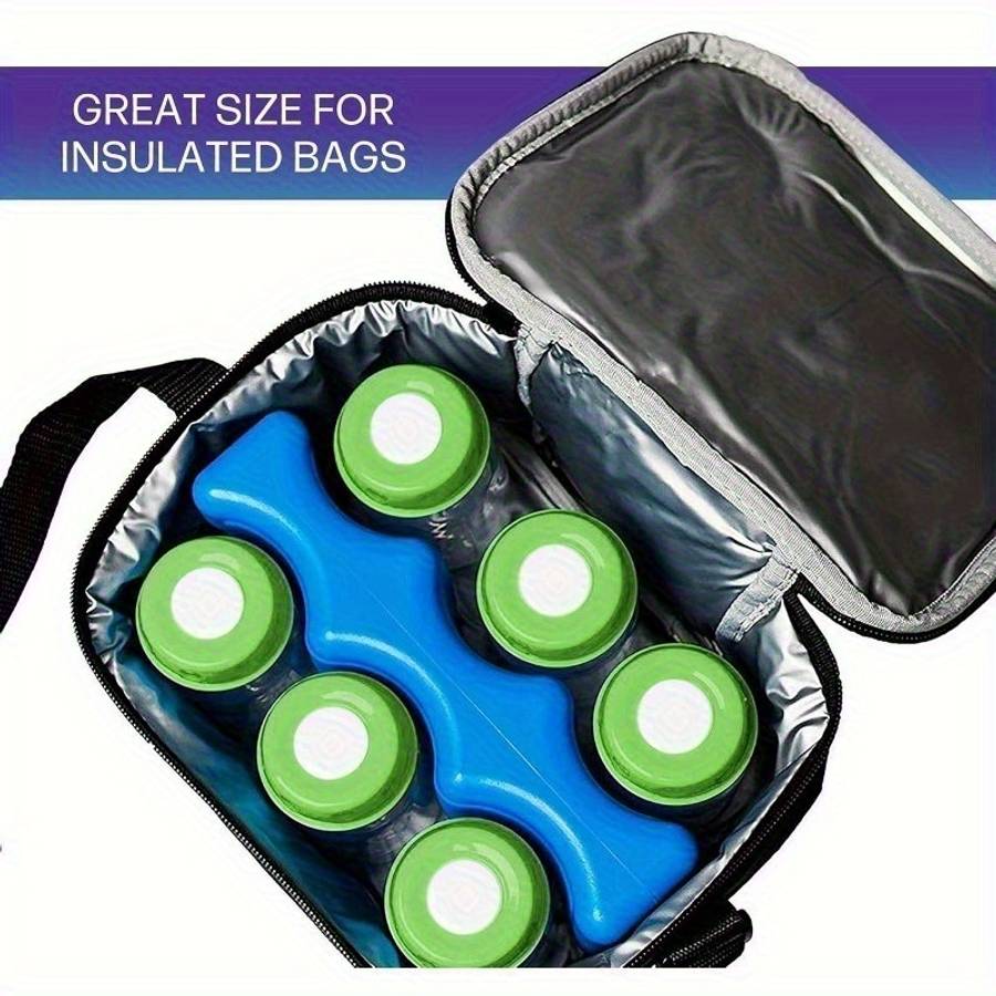 3 Reusable Insulated Lunch Boxes Ice Packs Outdoor Camping Cooler Bag Beach