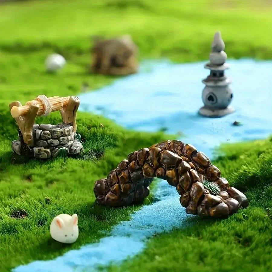 Handmade Resin Mini Fairy Tale Garden Well West Lake Lighthouse Statue Diy