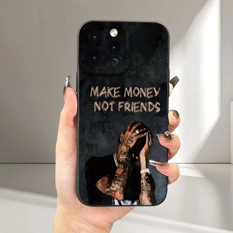 1Pc Black For iPhone 7 8 SE2 SE3 Make Money Not Friends Phone Case