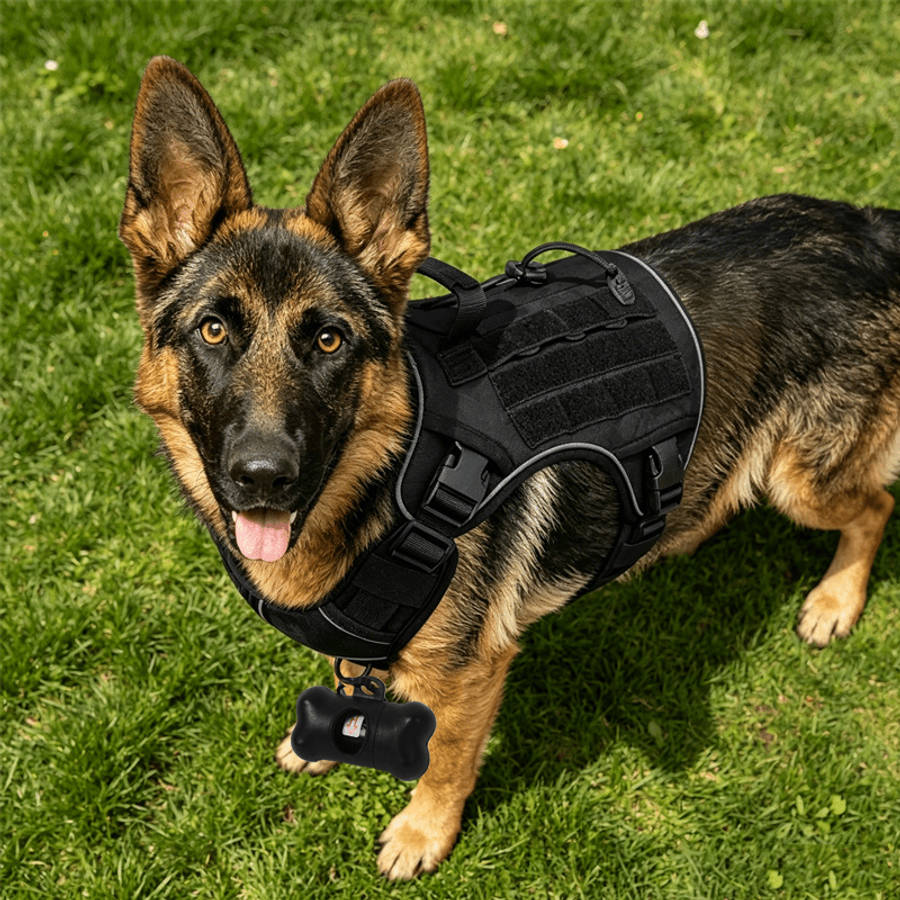 Dog Leash Color 1 Black Chest HarnessReflective LeashDog Waste Bag Size S