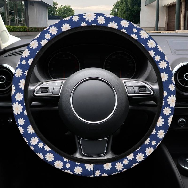 Car Steering Wheel Cover Multicolor Wildflowers Without Inner Circle Size 38Cm