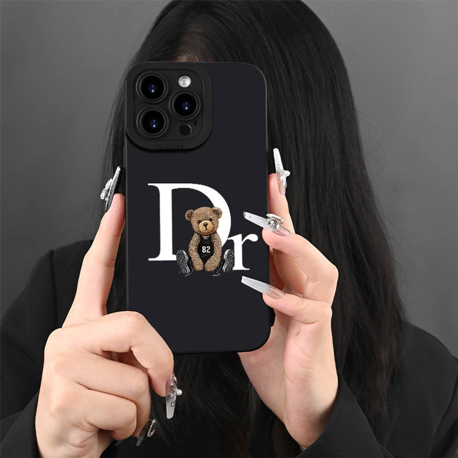 1Pc Black For iPhone X XS Dr Bear Pattern Phone Case
