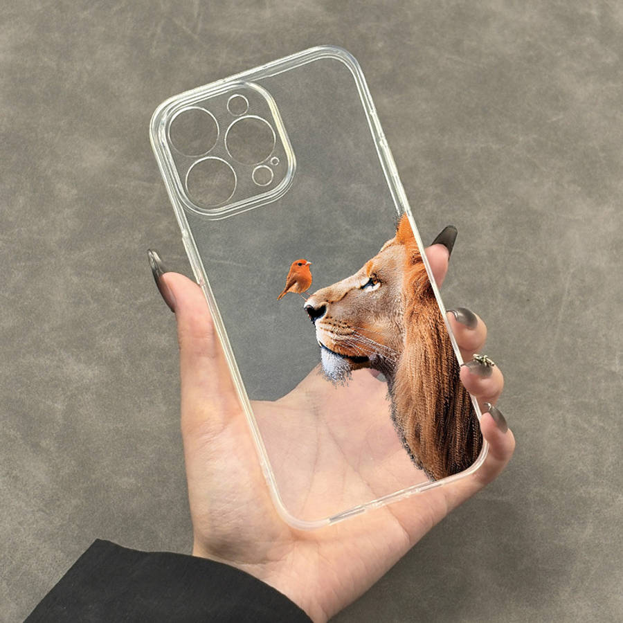 1Pc Transparent For iPhone 15 Pro Max African Lion Phone Case