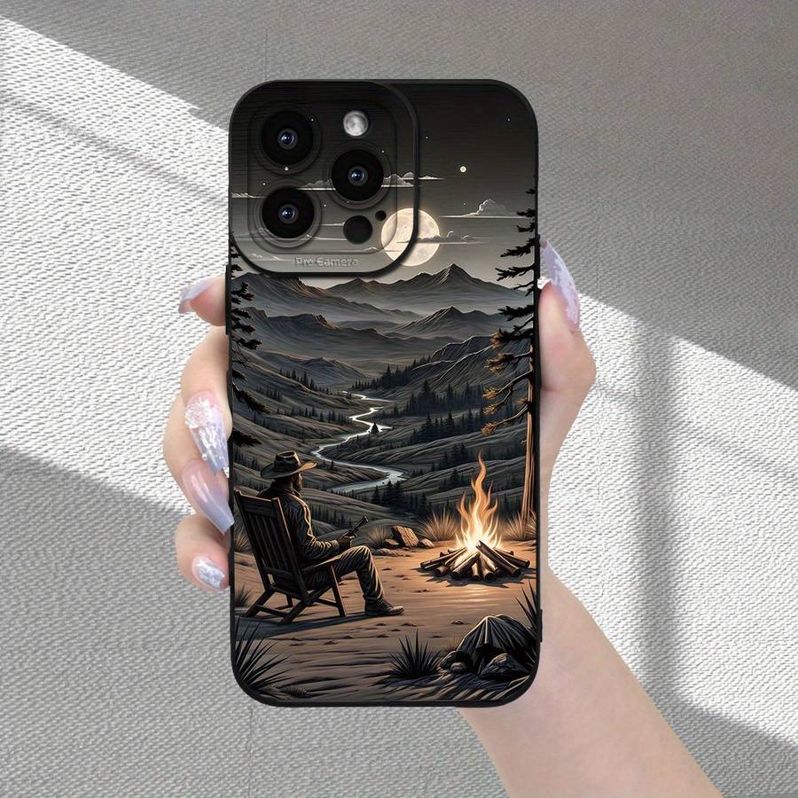 1Pc Black For iPhone 12 Pro Max Gentleman Fireplace Phone Case