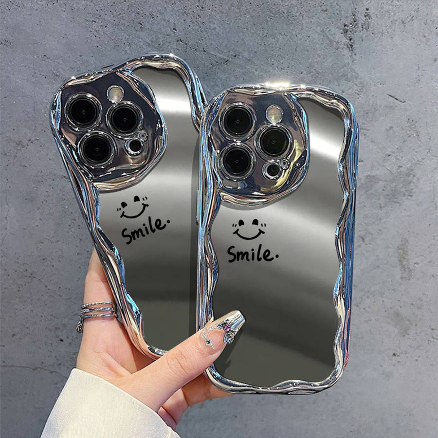 1Pc Silvery For iPhone XR Cute Joyful Face Design Phone Case