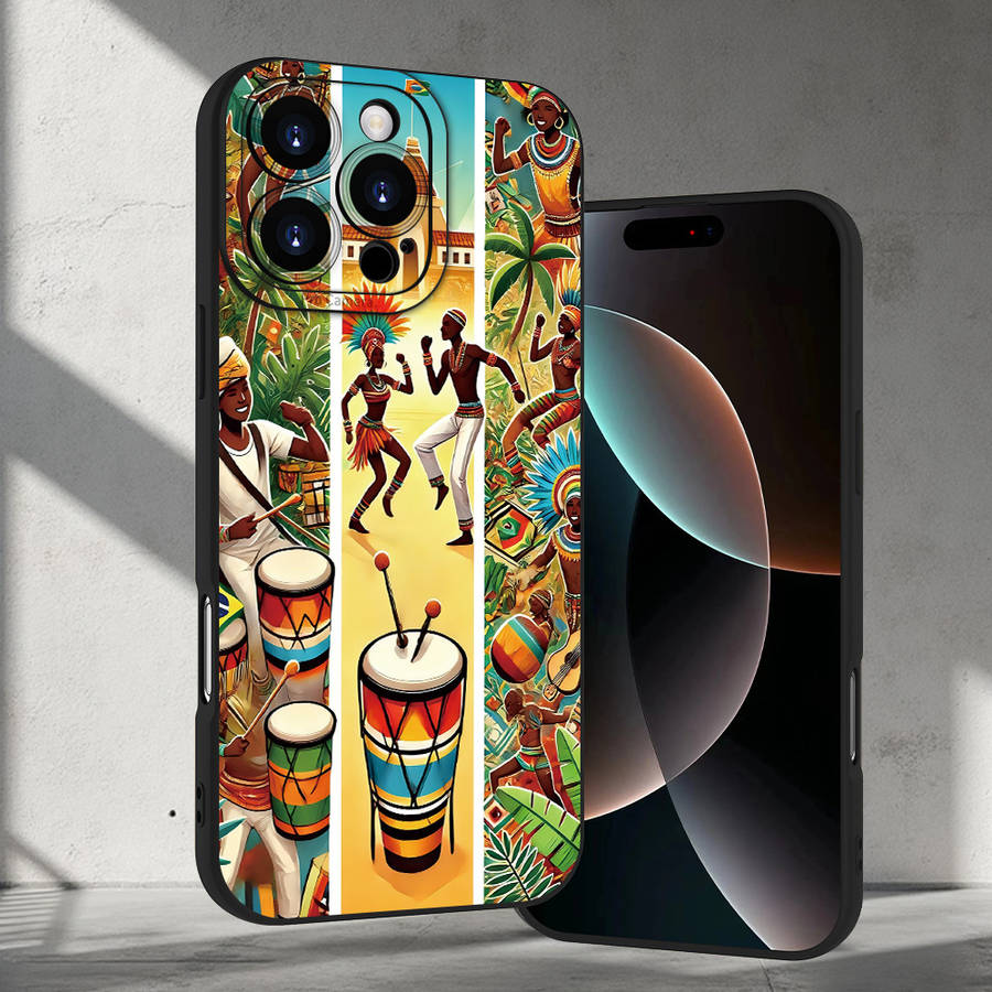 1Pc Black For iPhone 12 Pro Max African Cultural Patterns Phone Case