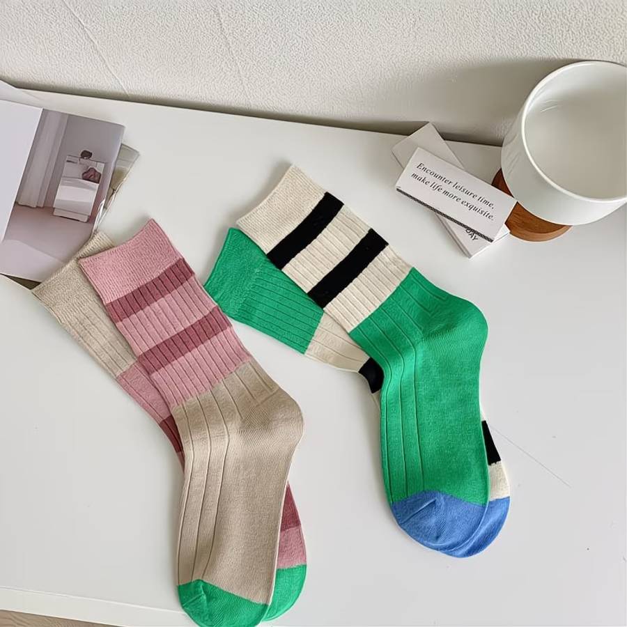 Women S Socks Color 1 Pair Pink And White Size Asian Onesize