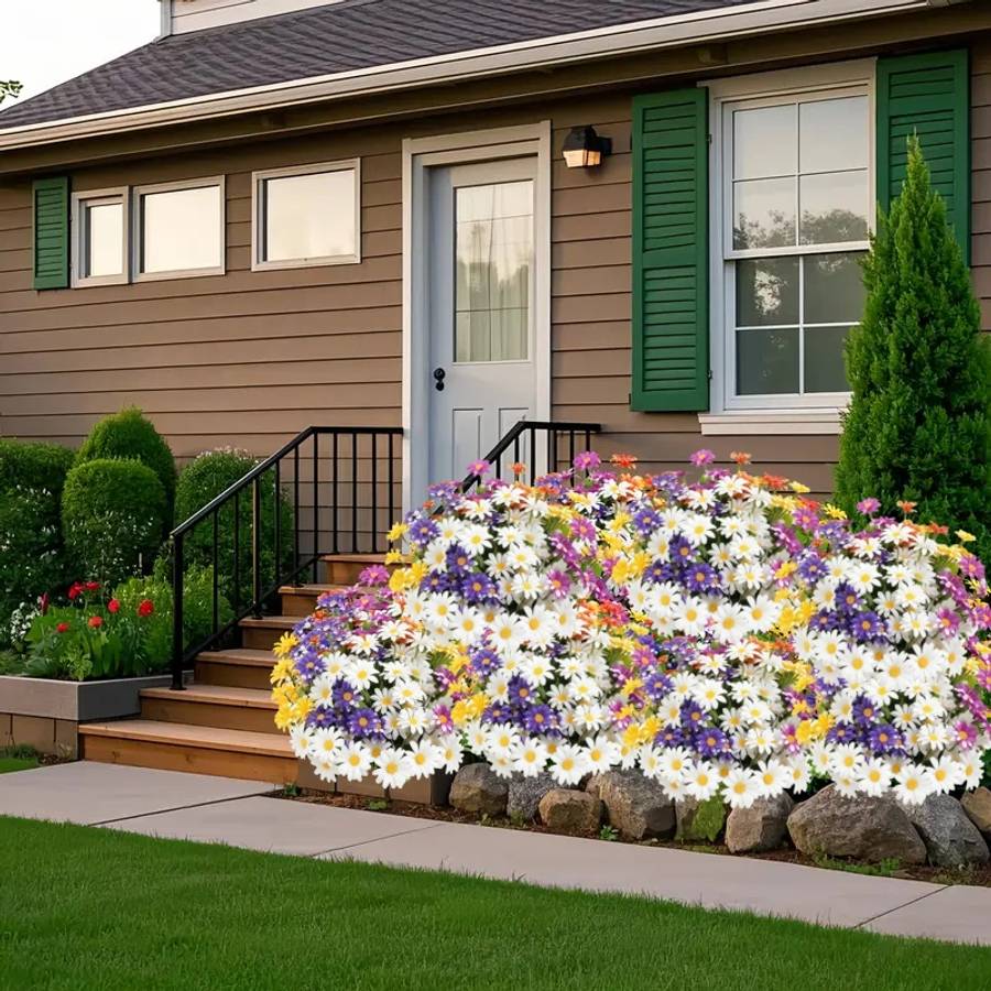 Simulated Flower Color 5 Bunches Of Beautiful Flowers