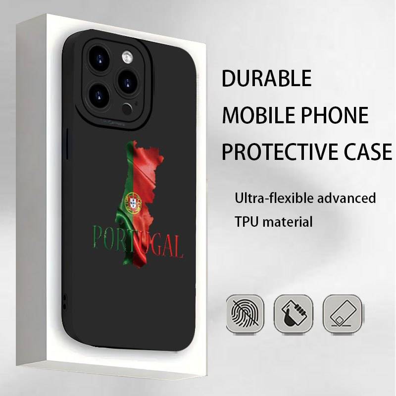 1Pc Black For iPhone 11 Pro Portuguese Flag Design Phone Case