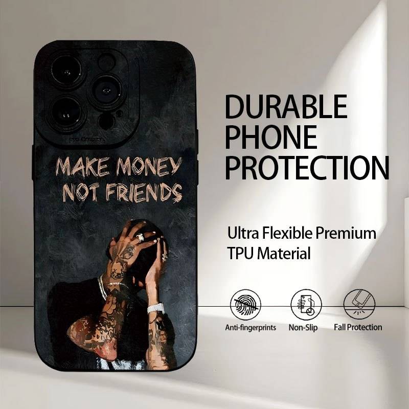 1Pc Black For iPhone 7 8 SE2 SE3 Make Money Not Friends Phone Case