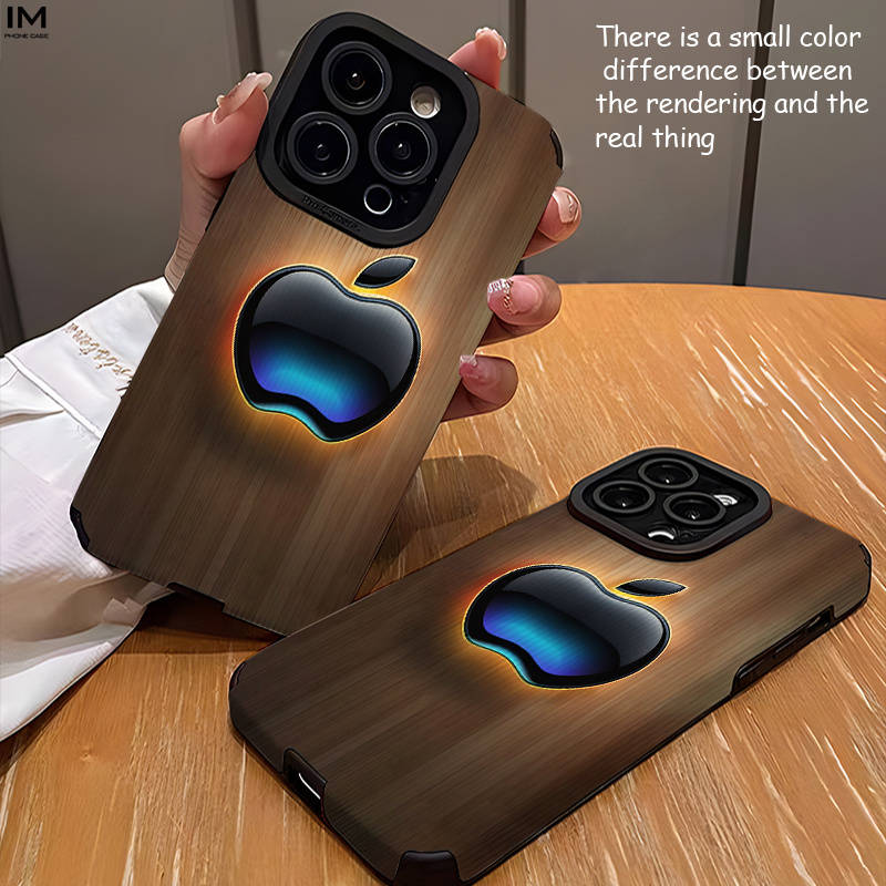 1Pc Black For iPhone 13 Pro Apple Logo Glow Pattern Phone Case