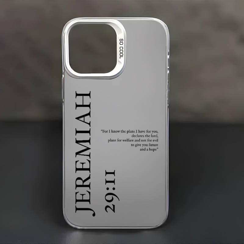 1Pc Black For iPhone 15 Pro Bible Verse Christian Phone Case