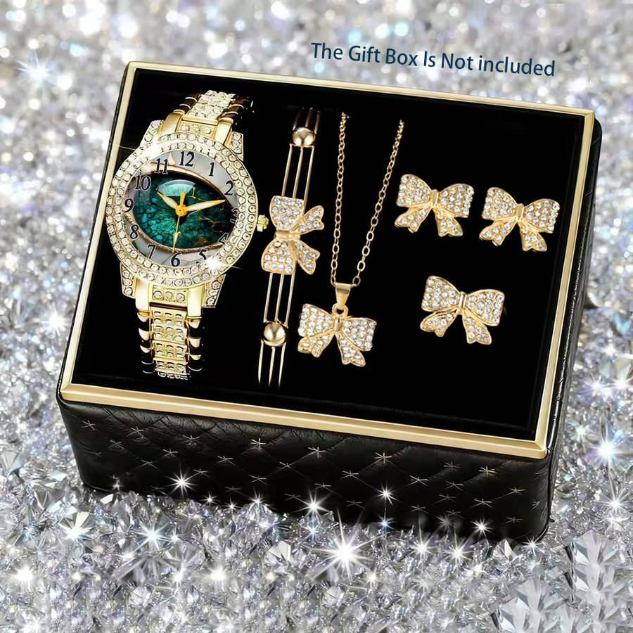 Mscxdk Able Luminous Pointer Quartz Watch Jewelry Pieces 1 Watch 5 Pieces Of