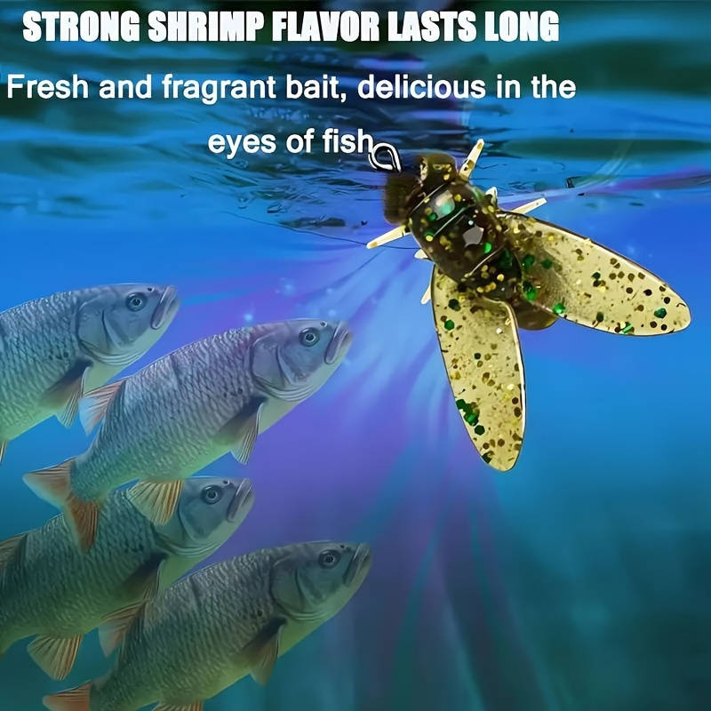 10pcs Bionic Fly Fishing Bait with Wings High-Quality PVC Popper Lures Artificial Insect Bai