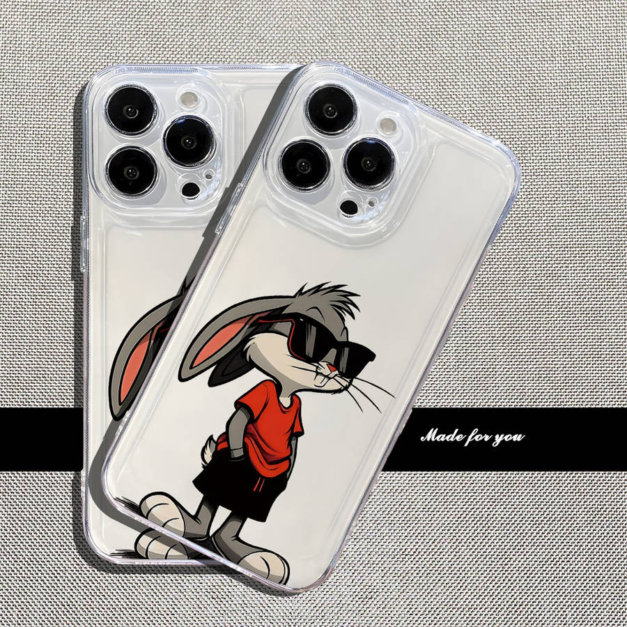 1Pc Transparent For iPhone 6 Plus 6s Plus Rabbit With Glasses Phone Case
