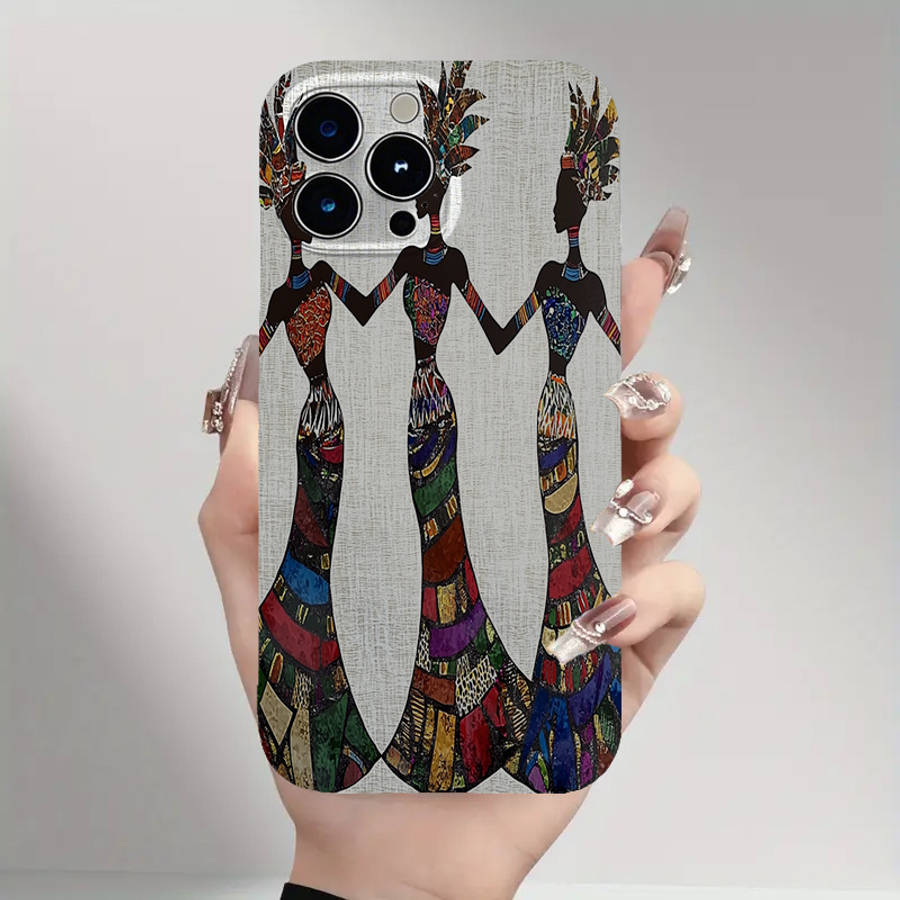 1Pc Transparent For iPhone 12 African Tribal Three Women Phone Case