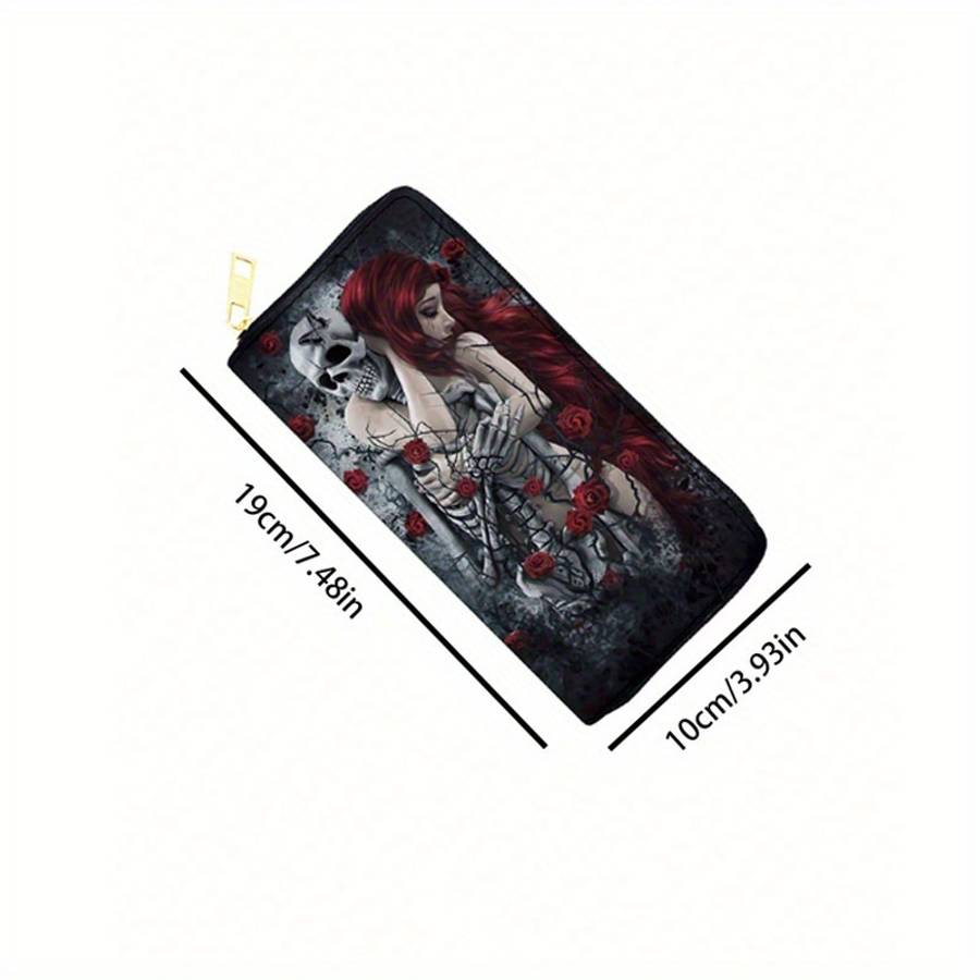 Flower Skull Butterfly Pu Wallet Vintage Halloween Wallet Creative Halloween Wallet Skeleton Pr