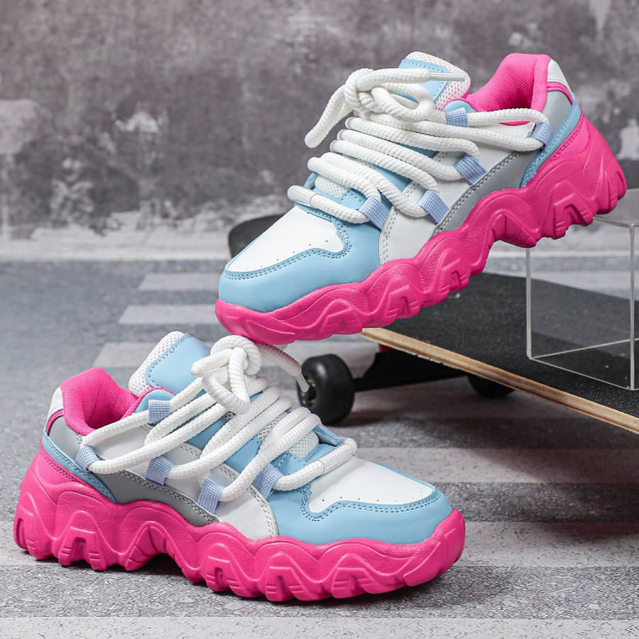 Women S Sneakers Color White Blue And Pink Background Sizeuk 2.5