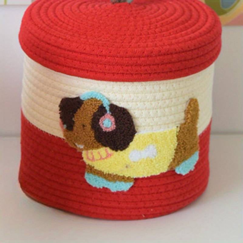 Storage And Organizationcolor Red Cover And Red Bottom Yellow Earphone Puppy 22 X 19