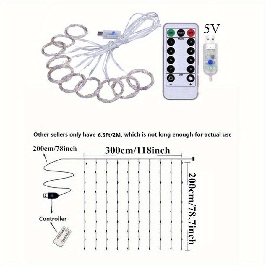 Christmas Lights White Size 3X2M 9.8X6.5Ft   200Leds