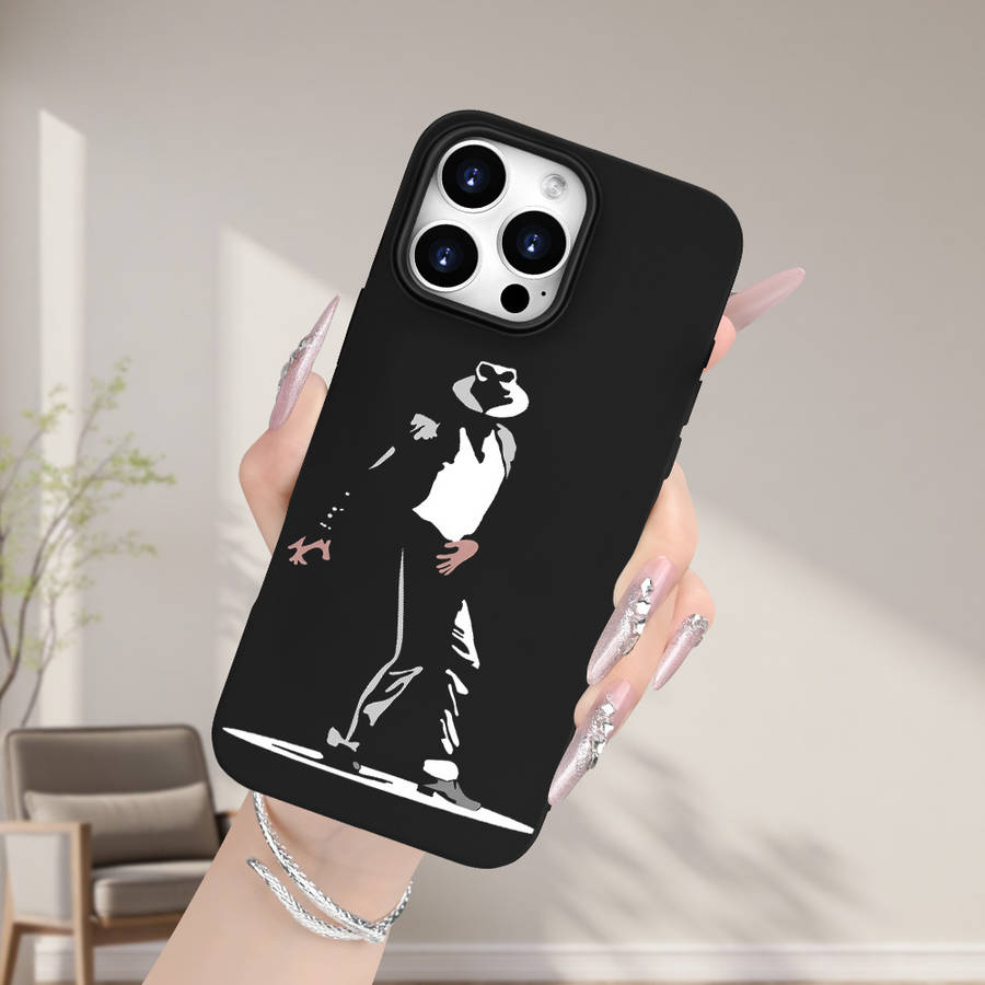 1Pc Black For iPhone 14 Plus Jackson Print Phone Case