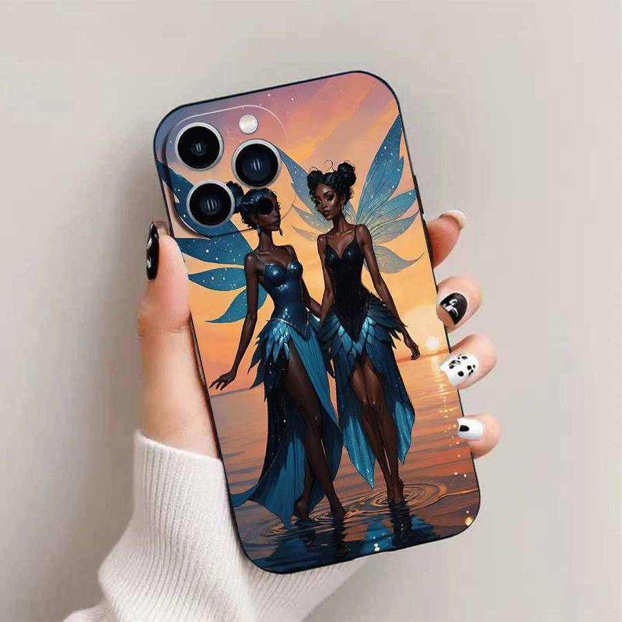 1Pc Black For iPhone 15 Pro Max African Design Phone Case