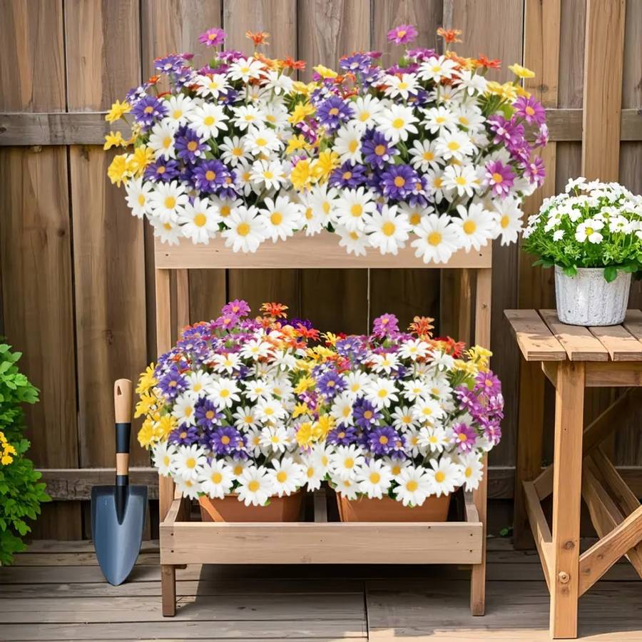Simulated Flower Color 5 Bunches Of Beautiful Flowers