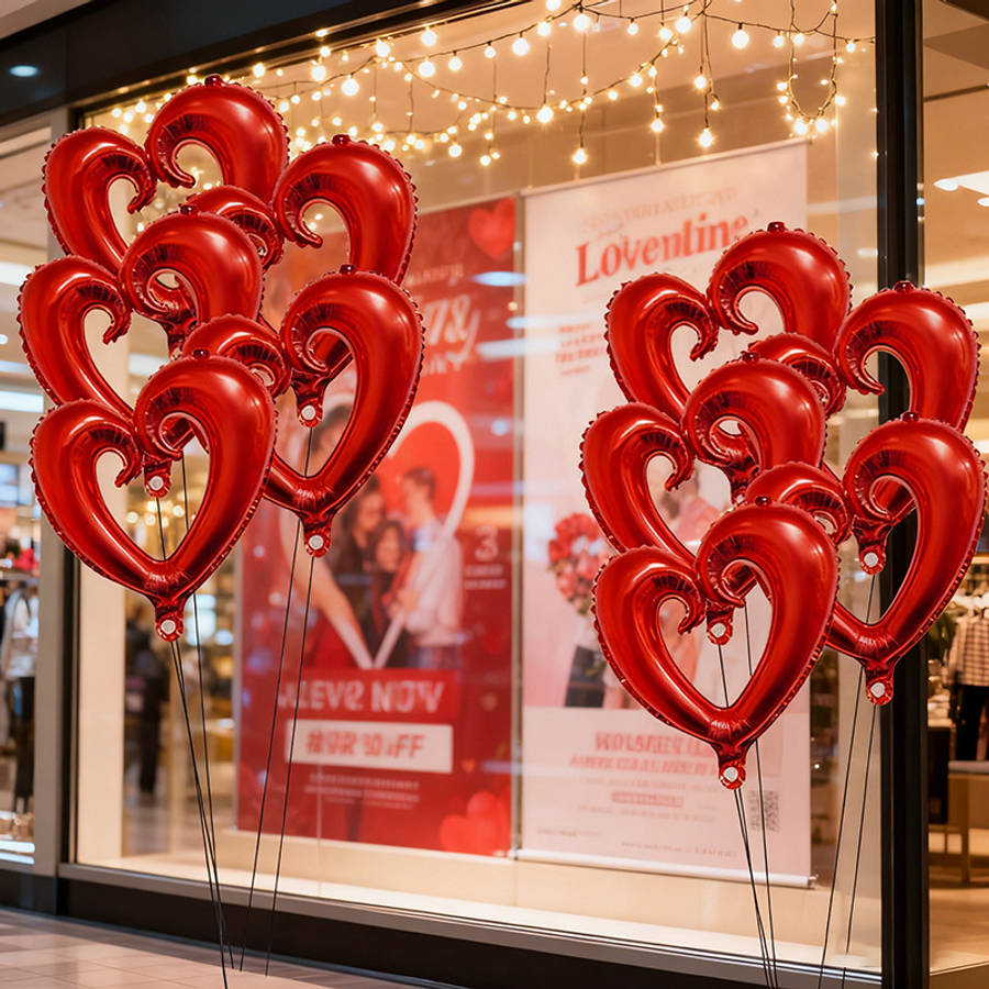 10Pcs Modern Unique Vibrant Inch Hollow Heart Shaped For Holiday Gathering Red