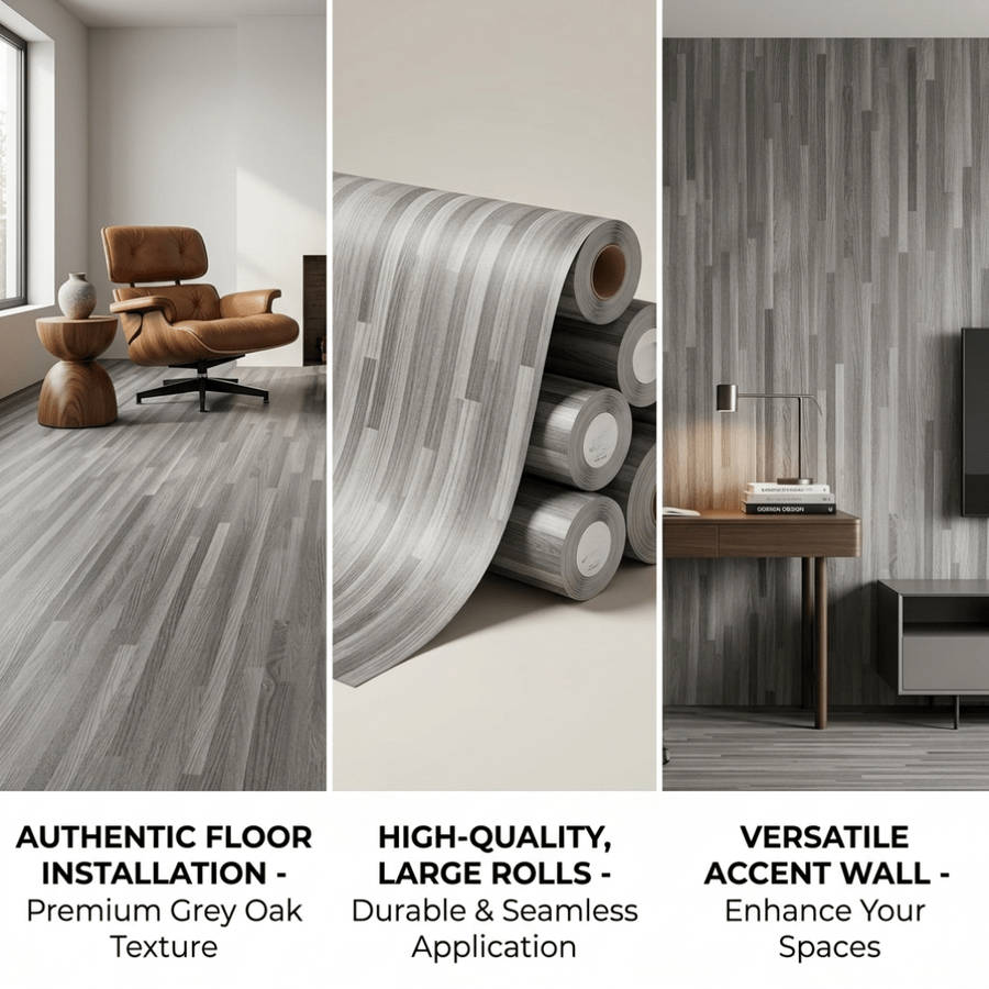 Self Adhesive Floor Stickers Parquet Light Gray 40*700