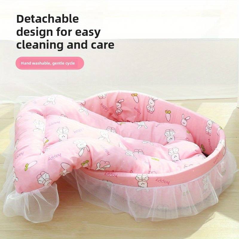Pet Supplies Color Lace Princess Boat Nest  Pink Bunny Size One Size 57 X 40 X 13Cm