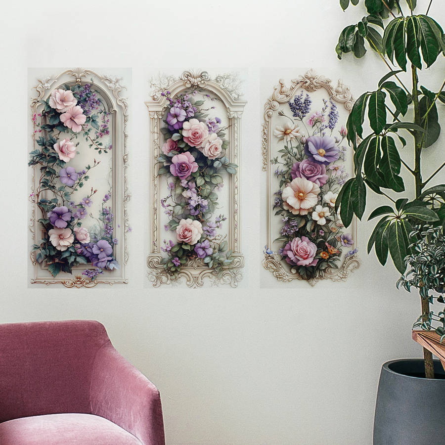 3PCS Vintage Self Adhesive Set Wall Stickers High Definition Green Plant
