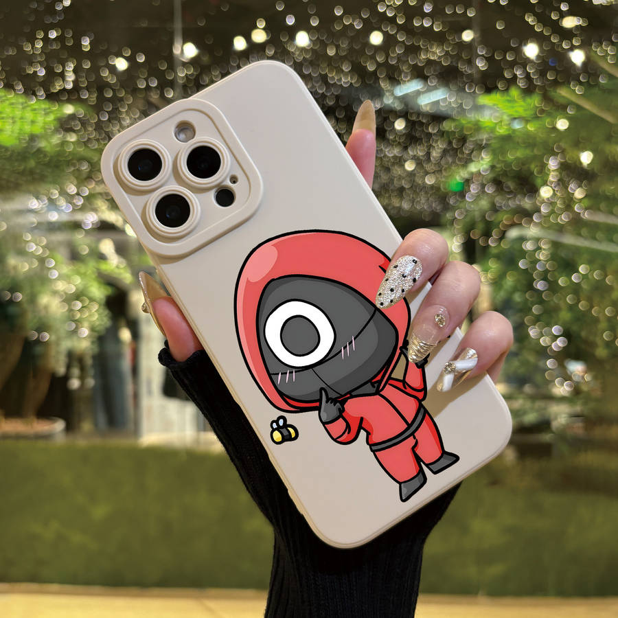 1Pc Black For iPhone 15 Pro Angel Eye Game Red Phone Case