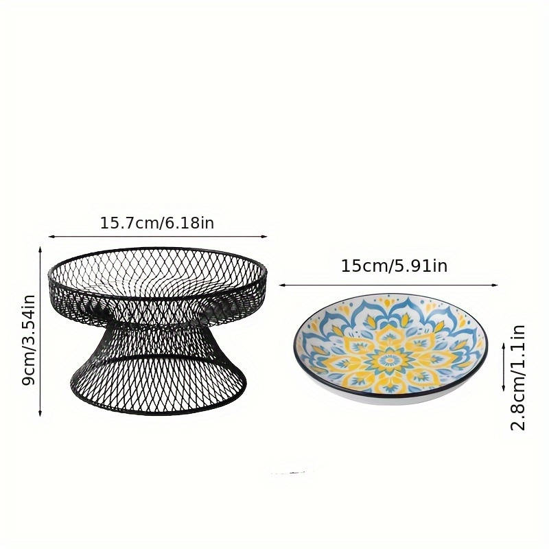 Pet Supplies Color 15Cm Bohemian Plate  Yellow   Add   Grid Rack