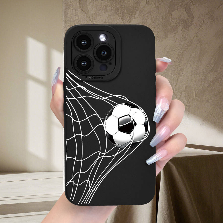 1Pc Black For iPhone XR Football Motion Print Phone Case