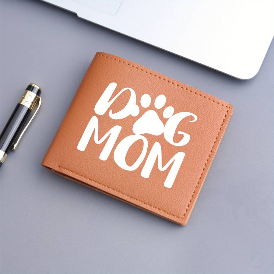 1pc DOG MOM Print Bifold WalletShort Business Casual Card Holder with Pockets Ideal Gift