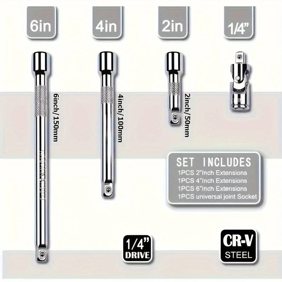 4-Piece Drive Sleeve Extension Rod Set