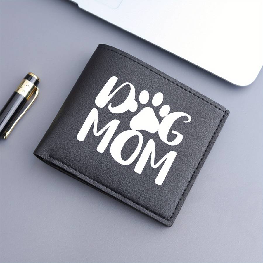 1pc DOG MOM Print Bifold WalletShort Business Casual Card Holder with Pockets Ideal Gift