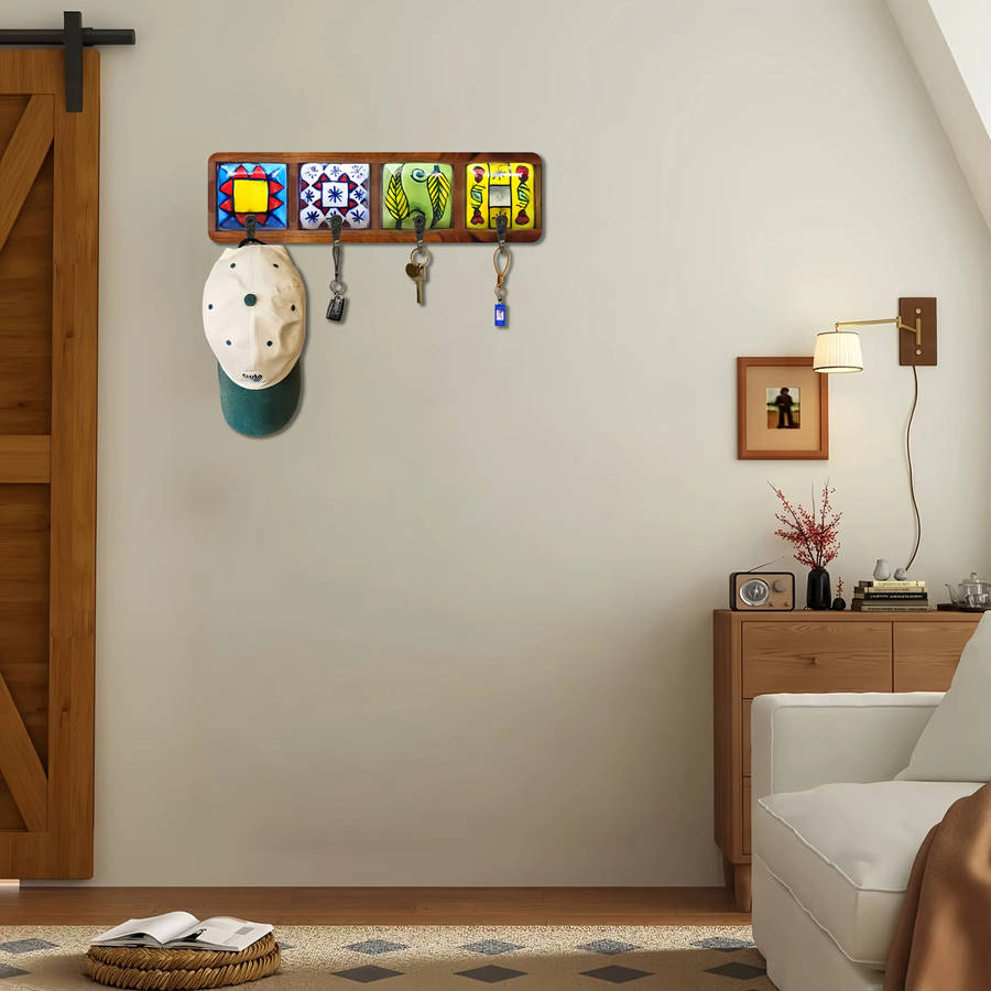 2D Flat Bohemian Style Wooden Wall Key Hook 29 97X8 89 Cm material Artificial Wood