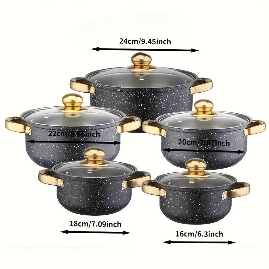 5Pcs Premium Stainless Steel Cookware Set With Lids Kitchen