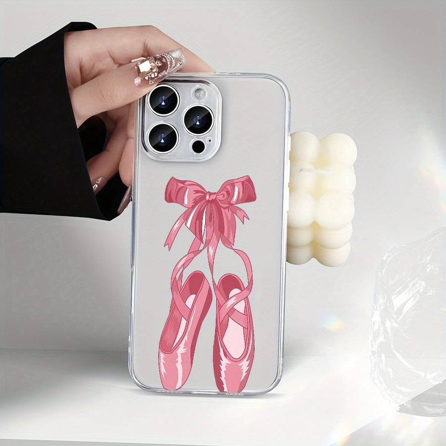 1Pc Transparent For iPhone 16 Ballet Shoes Phone Case