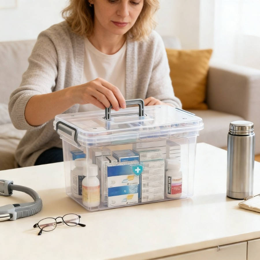 Antibacterial Box L Household Medical Transparent Storage Medicine Box Jfabf100Pc0996
