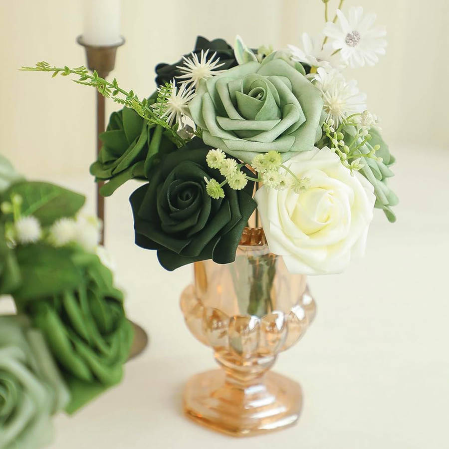 Wedding Supplies Color Green Gradient Large Rose 28Pcs