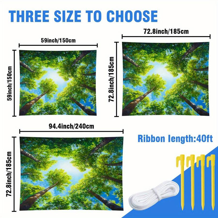 Premium Large Camping Tent Lush Green Forest Canopy Graphic Print All Season