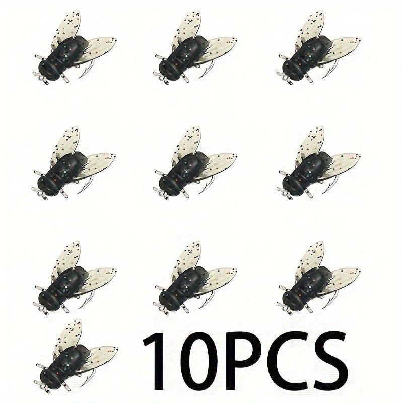 10pcs Bionic Fly Fishing Bait with Wings High-Quality PVC Popper Lures Artificial Insect Bai