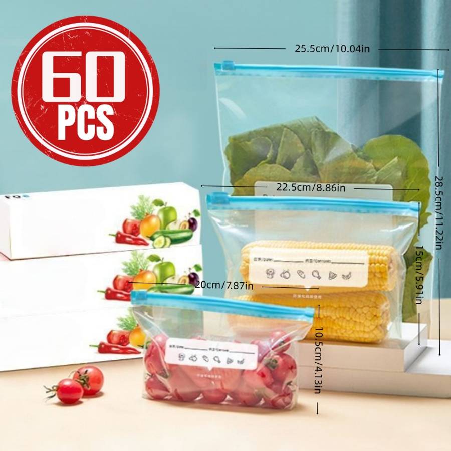 Food Storage Bags Quantity Buckle Type  60Pcs