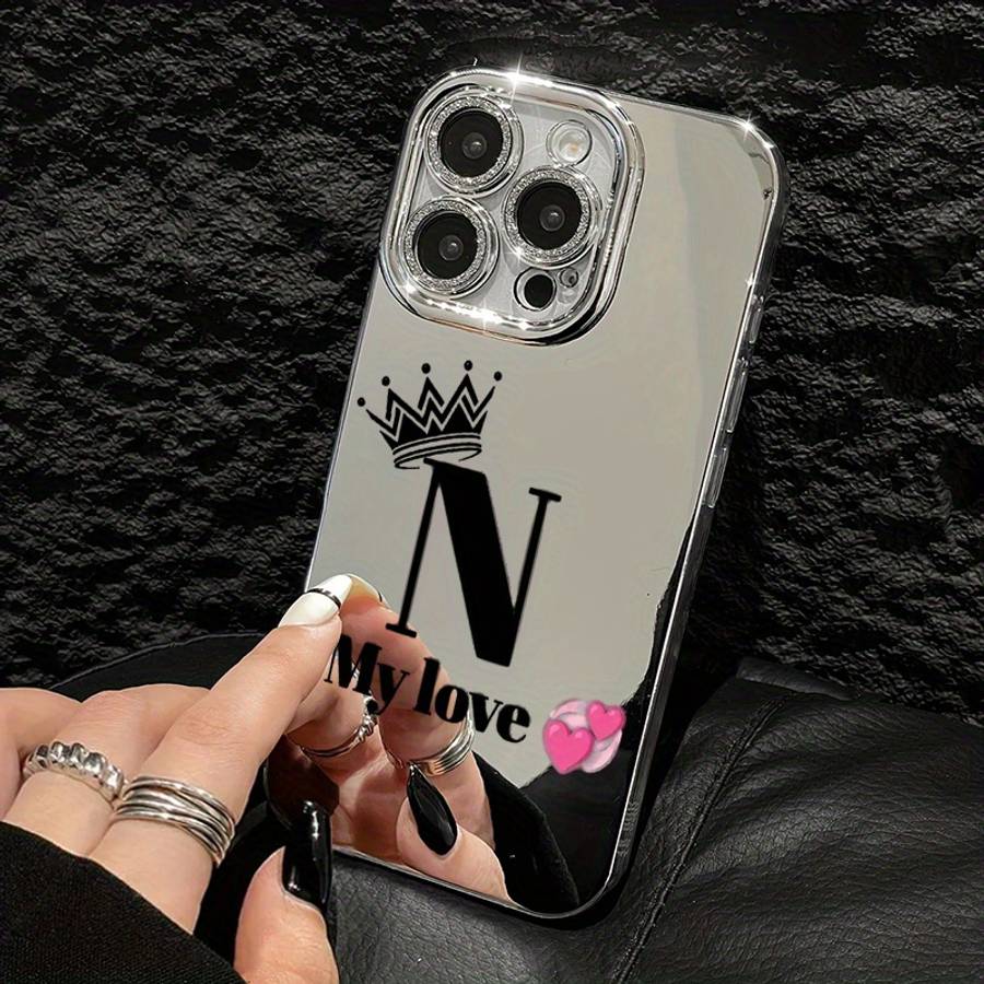 1Pc Mixed Color For iPhone 11 Love Crown Letter N Pattern Phone Case
